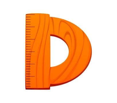 School education font math protractor D letter Stock Illustration