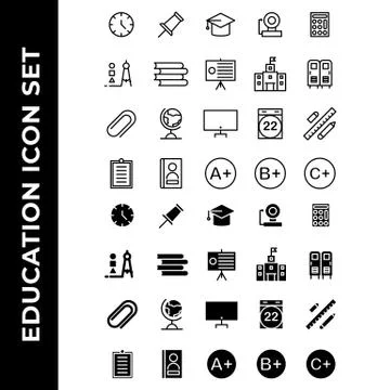 School education icon set include clock,attachment,graduate,bell,calculator,c Illustrazione stock