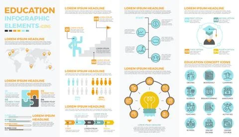 School education infographic elements 스톡 일러스트