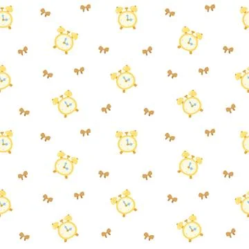 School education pedagogy seamless pattern set featuring clock bow ribbon b.. Ilustración de archivo