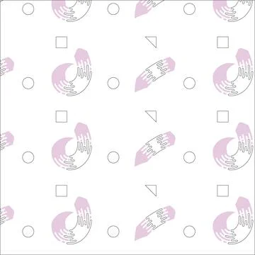 School education. Seamless pattern with pencils and geometric shapes Illustrazione stock