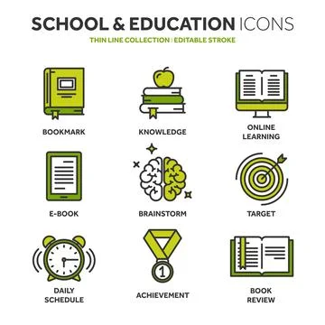 School education, university. Study, learning process. Oline lessons, tutorial Illustrazione stock