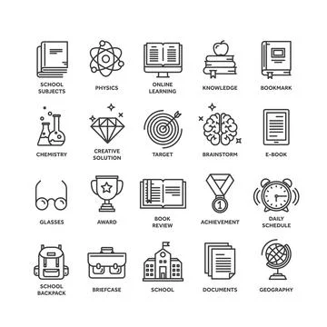 School education, university. Study, learning process. Oline lessons, tutorial Stock Illustration