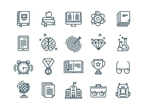 School education, university. Study, learning process. Oline lessons, tutorial Stock Illustration