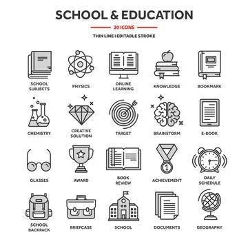School education, university. Study, learning process. Oline lessons, tutorial Illustrazione stock
