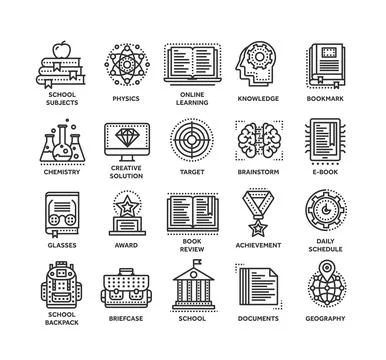 School education, university. Study, learning process. Oline lessons, tutorial Illustrazione stock