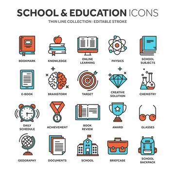 School education, university. Study, learning process. Oline lessons, tutorial Illustrazione stock