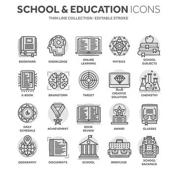 School education, university. Study, learning process. Oline lessons, tutorial Stock Illustration