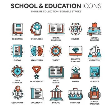 School education, university. Study, learning process. Oline lessons, tutorial Illustrazione stock