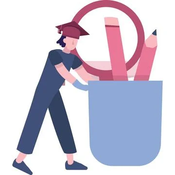 School education vector student and pencilbox icon Illustration