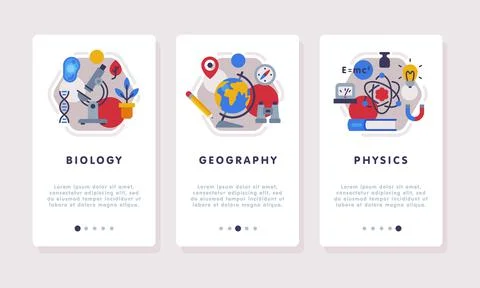 School Education Web Banner with Text Caption and Educational Objects Vector Set Stock Illustration
