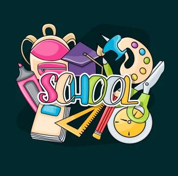 School elements clip art doodle Stock Illustration