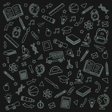 School elements. Doodle of back to school Stock Illustration