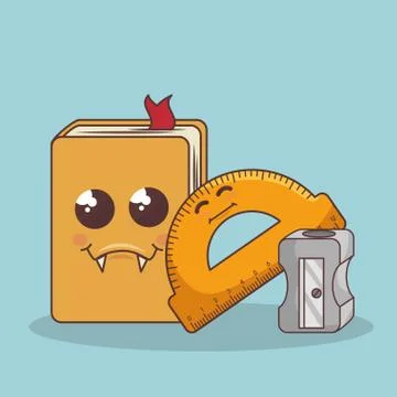 School elements funny characters Stockillustratie