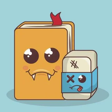 School elements funny characters Illustrazione stock