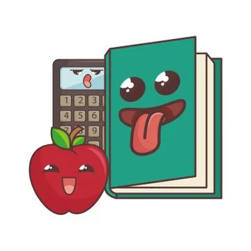 School elements funny characters Illustrazione stock