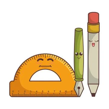 School elements funny characters Stockillustratie
