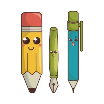 School elements funny characters Stock Illustration