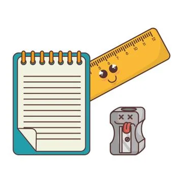 School elements funny characters Stock Illustration