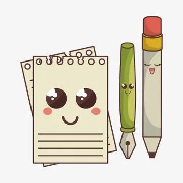 School elements funny characters Illustrazione stock