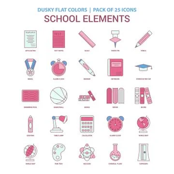 School Elements icon Dusky Flat color - Vintage 25 Icon Pack Stock Illustration