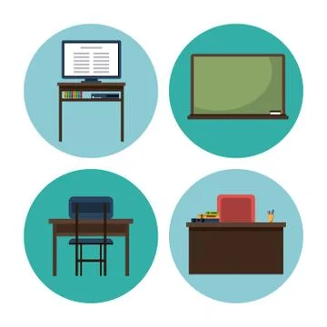 School elements icons Stock Illustration