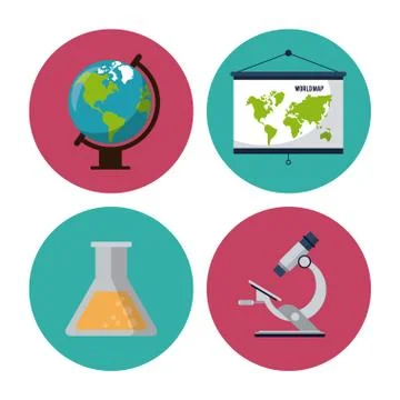 School elements icons Illustrazione stock