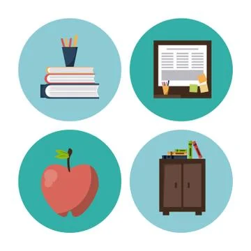 School elements icons Illustrazione stock