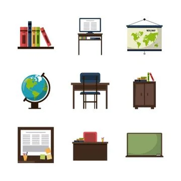 School elements icons Stock Illustration