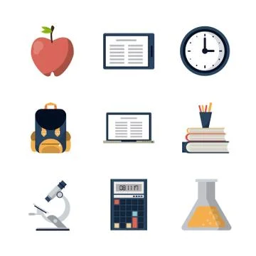 School elements icons 스톡 일러스트
