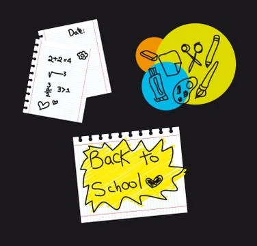 School elements over black background. vector illustration Stock Illustration