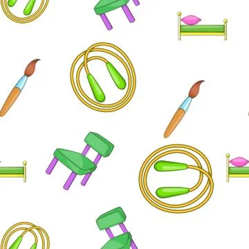 School elements pattern, cartoon style Stock Illustration