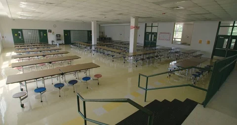 School Empty Cafeteria Dolly Left Vidéo 97193799