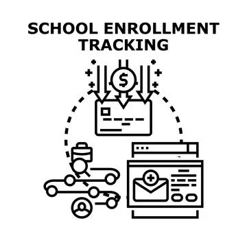 School enrollment tracking system managing digital registration process Stock Illustration