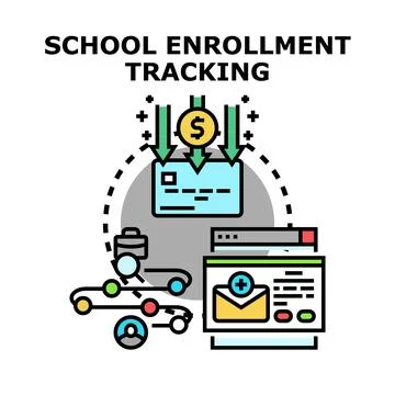 School enrollment tracking system managing digital registration process Stock Illustration