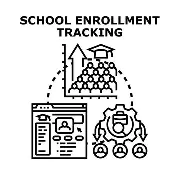 School enrollment tracking system managing student admissions Stock Illustration