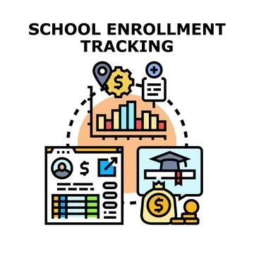 School enrollment tracking system managing educational data イラスト素材