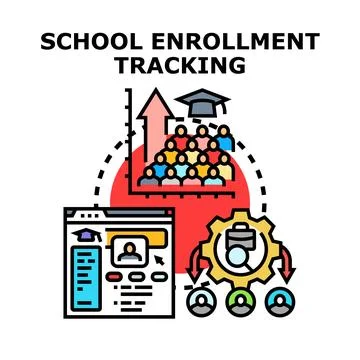 School enrollment tracking system managing student admissions Stock Illustration