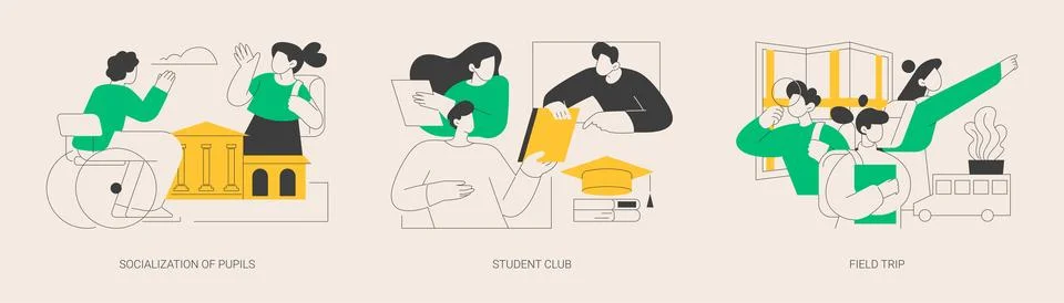 School environment abstract concept vector illustrations. 스톡 일러스트