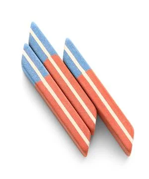 School erasers on white background Stock Photos