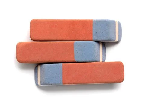School erasers on white background Stock Photos