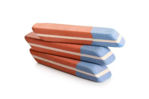 School erasers on white background Stock Photos