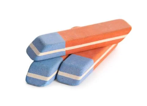 School erasers on white background Stock Photos