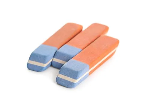 School erasers on white background Stock Photos