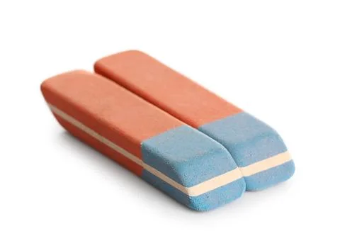 School erasers on white background Stock Photos