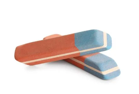 School erasers on white background Stock Photos