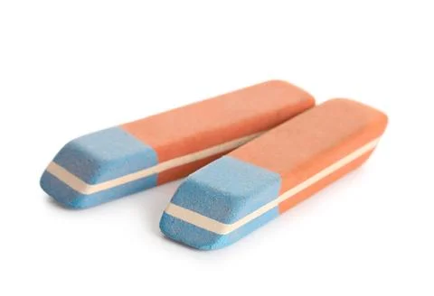 School erasers on white background Stock Photos