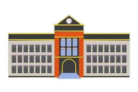 School exterior 2D cartoon object Stock Illustration