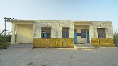School Facade with Yellow Boards Stock Footage 325090391