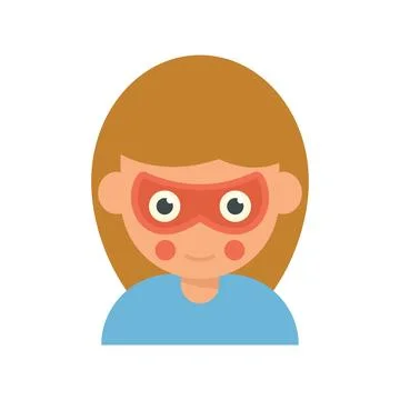 School face mask icon flat vector. Child paint イラスト素材